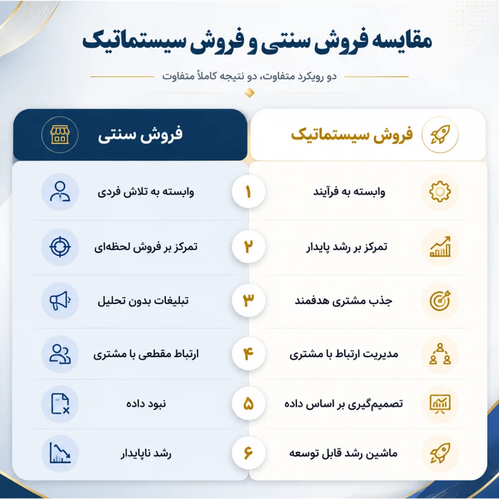 مقایسه فروش سنتی و سیستماتیک